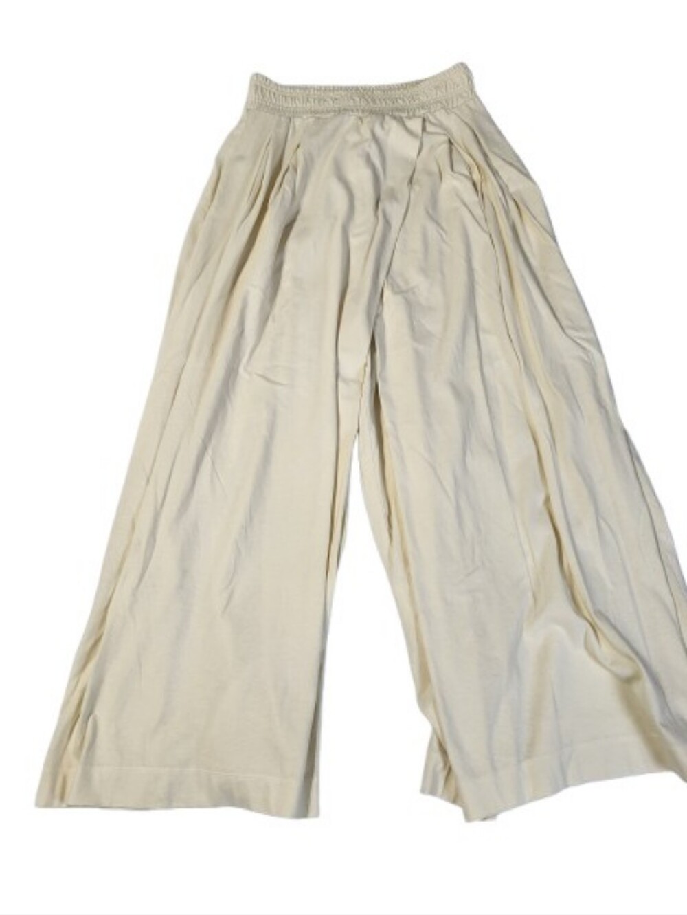 Intimately Free People Wide Leg Knit Pants Organic Cotton Pull On Cream Size  M